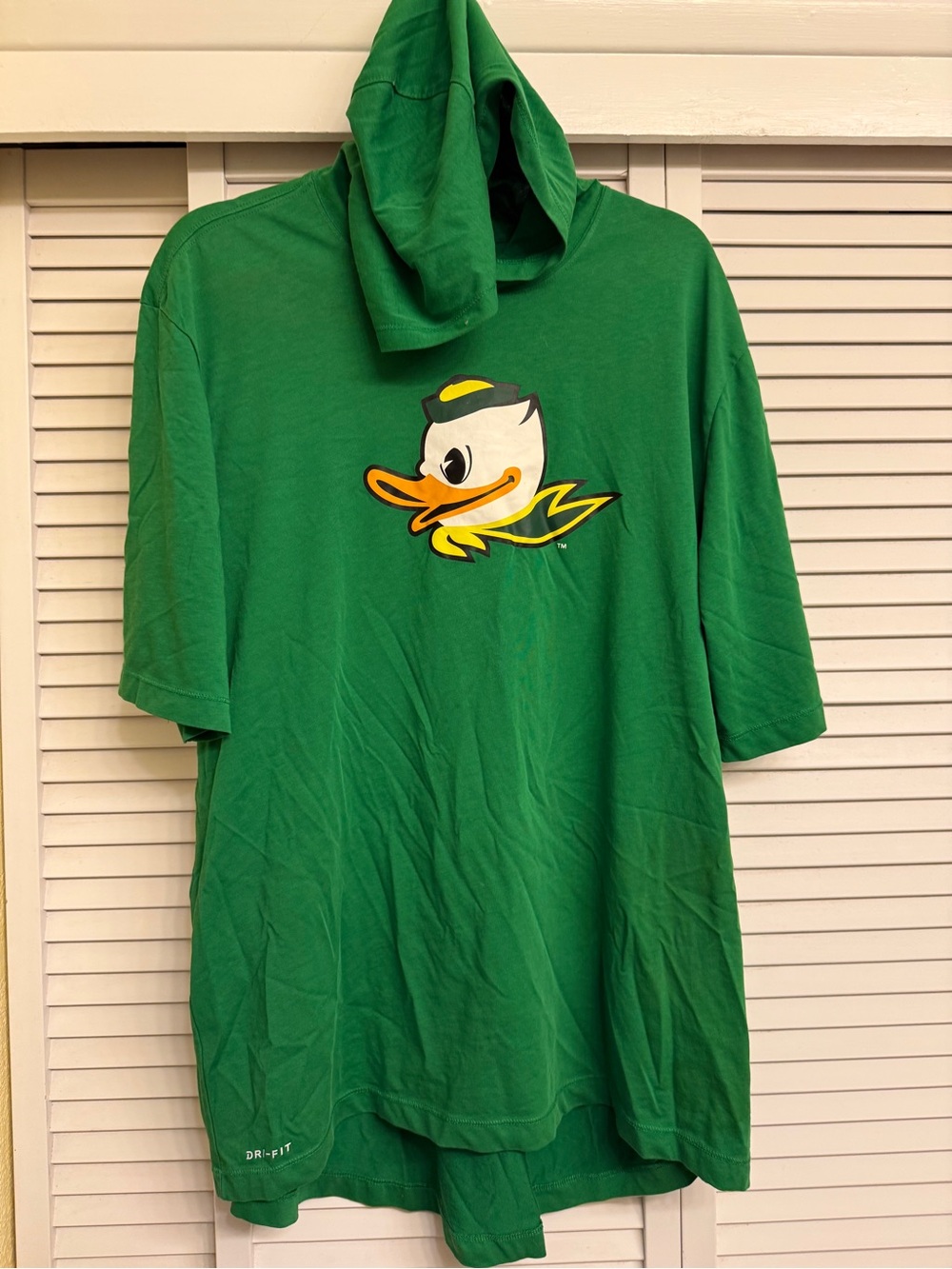 Nike Green Hooded Short Sleeved Basketball T-shirt Oregon Ducks Puddles Dri-fit